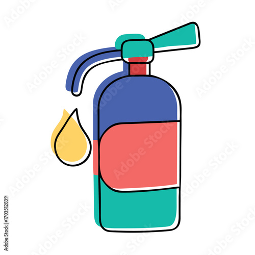 Stylized Fire Extinguisher Illustration Demonstrating Colorful and Eye Catching Safety Equipment Design with Creative Visuals