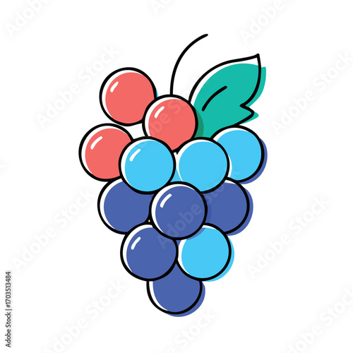 Colorful Bunch of Grapes Illustration Freshness and Vibrance in Artistic Form a Visual Treat for Fruit Lovers and Art Enthusiasts