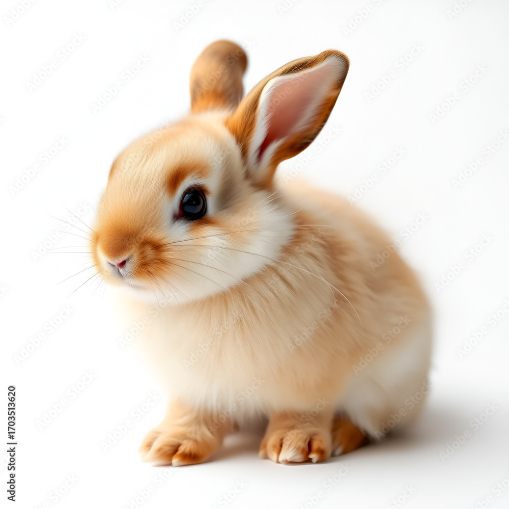 Obraz premium PNG Cute fluffy baby rabbit sitting on white background