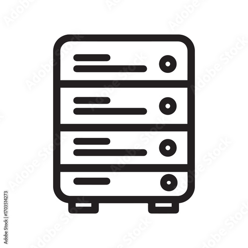 Server Rack Icon Network, Data Storage, and Connectivity