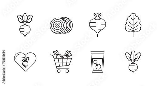 Collection of simple hand drawn vegetable icons in a charming silhouette style