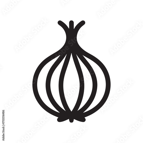 Simple Black and White Onion Vegetable Icon