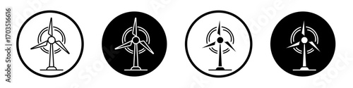 Wind energy icons pack in black and white versions for web.