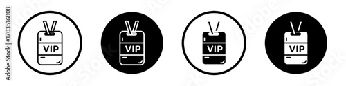 VIP neck tag icons pack in black and white versions for web.