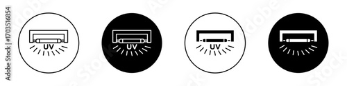 UV disinfection lamp icons pack in black and white versions for web.