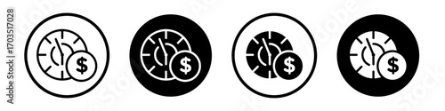Time is money icons pack in black and white versions for web.