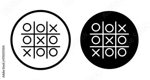 Tic tac toe icons pack in black and white versions for web.
