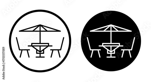 Terrace cafe icons pack in black and white versions for web.