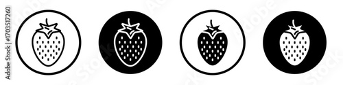 Strawberry icons pack in black and white versions for web.