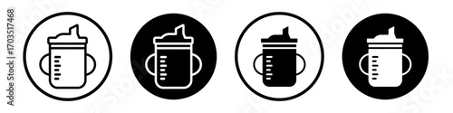 Sippy cup icons pack in black and white versions for web.
