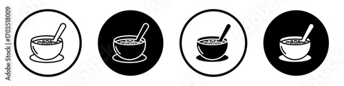 Porridge baby cereal icons pack in black and white versions for web.