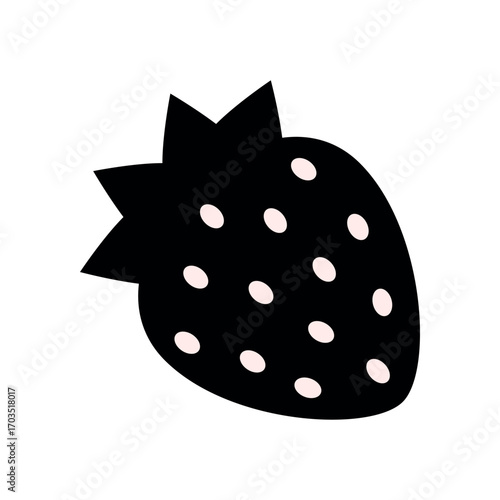 Stylized black silhouette strawberry icon isolated on white background