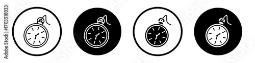 Pocket watch icons pack in black and white versions for web.