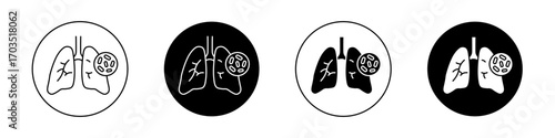 Pneumonia bacterium icons pack in black and white versions for web.