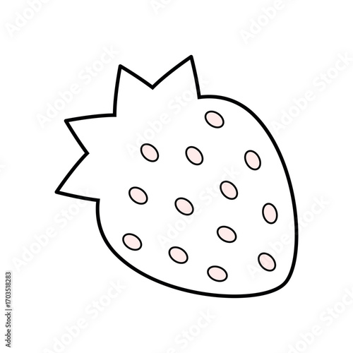Simple cartoon strawberry illustration isolated on white background
