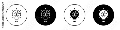 Money idea icons pack in black and white versions for web.