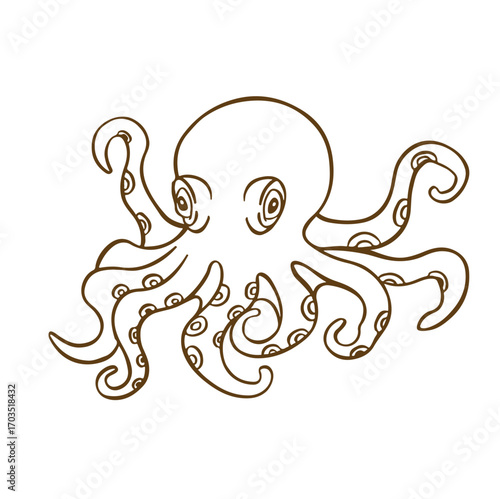 Seafood animals octopus line outline