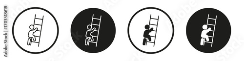 Man climbing icons pack in black and white versions for web.