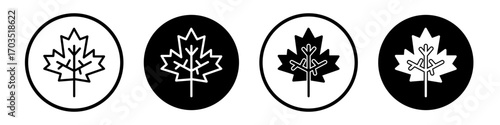 Maple leaf icons pack in black and white versions for web.
