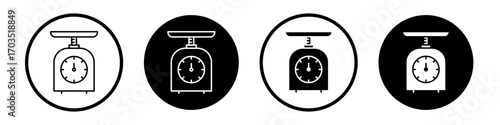 Kitchen scales icons pack in black and white versions for web.