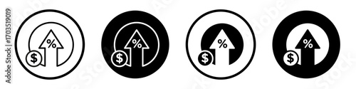 Increase rate icons pack in black and white versions for web.