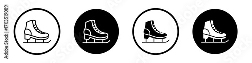 Ice skating icons pack in black and white versions for web.