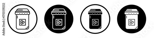 Honey jar icons pack in black and white versions for web.