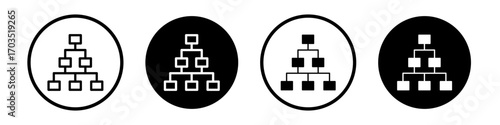 Hierarchical order icons pack in black and white versions for web.