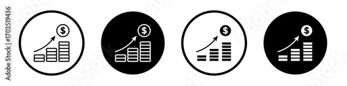 Fund growth icons pack in black and white versions for web.