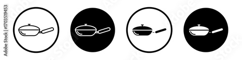 Frying pan icons pack in black and white versions for web.