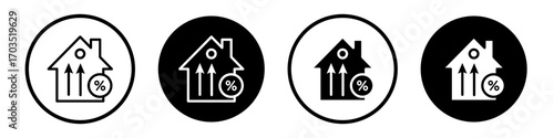 Fixed rate mortgage icons pack in black and white versions for web.