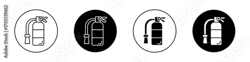 Fire extinguisher icons pack in black and white versions for web.