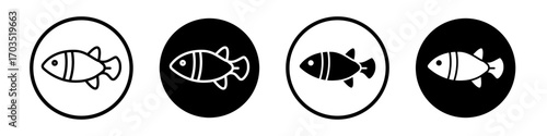 Fish icons pack in black and white versions for web.