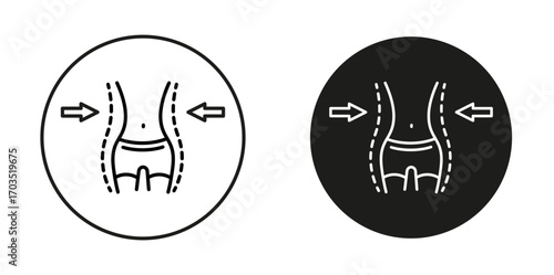 Fat and slim figure icons pack in black and white versions for web.