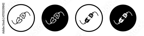 Electric plug icons pack in black and white versions for web.