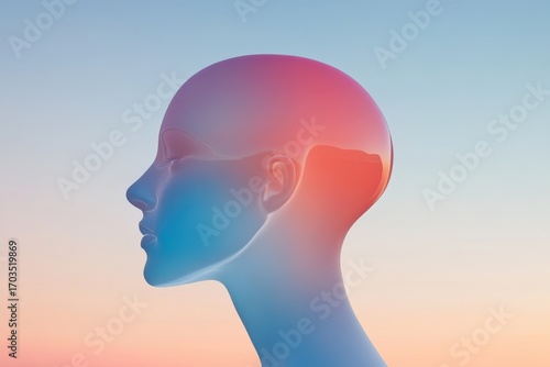 Abstract head in profile