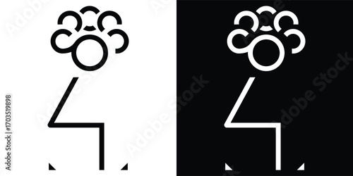 Vector icon of a sitting figure with a cloud of thoughts, representing natural brainstorming, organic ideas, and mindful contemplation