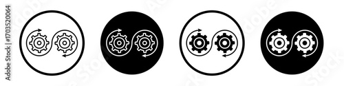 Dev ops icons pack in black and white versions for web.