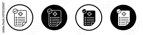 Diagnosis report icons pack in black and white versions for web.