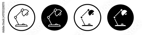 Desk lamp icons pack in black and white versions for web.