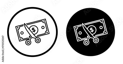 Cost cutting icons pack in black and white versions for web.