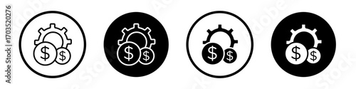 Costs optimization icons pack in black and white versions for web.