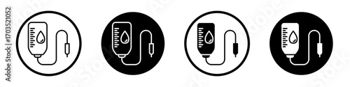 Blood bag icons pack in black and white versions for web.