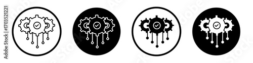 Automation and optimization icons pack in black and white versions for web.