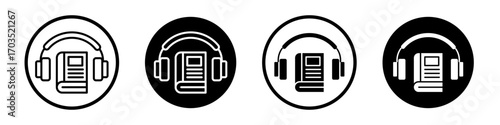 Audiobook icons pack in black and white versions for web.