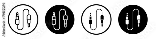 Audio Cable icons pack in black and white versions for web.