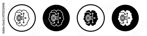 AI brain icons pack in black and white versions for web.