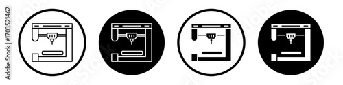3D printer icons pack in black and white versions for web.