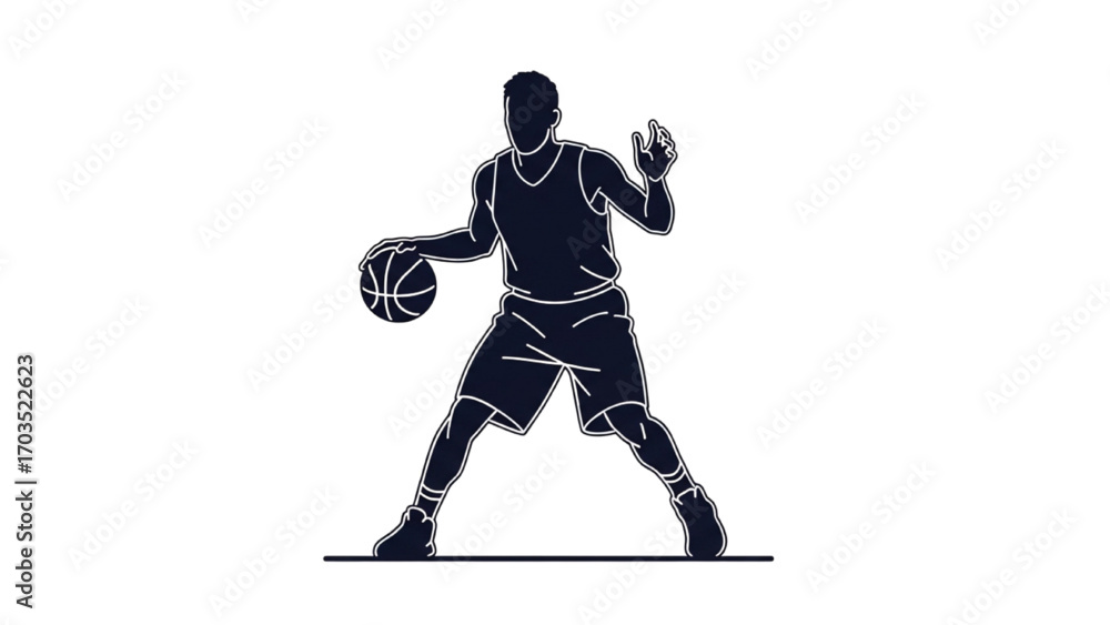 Fototapeta premium Basketball and Basketball Player Vector Silhouette Illustration Set AI EPS PNG