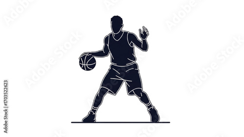 Basketball and Basketball Player Vector Silhouette Illustration Set AI EPS PNG